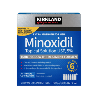 Kirkland Signature Hair Regrowth Treatment Extra Strength for Men, 5% Minoxidil Topical Solution, 2 fl oz, 6-pack