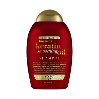 OGX, 5-In-1 Benefits Frizz Free + Keratin Smoothing Oil Shampoo, 385ml