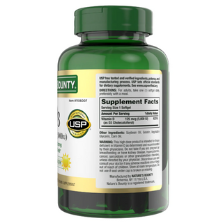 Nature's Bounty Vitamin D3 125 mcg, 400 Softgels