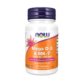 NOW Foods, Mega D-3 & MK-7, 5,000 IU / 180 mcg, 60 Capsules