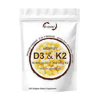 EOCUTE Vitamin D3 10000 iu Plus K2 (MK7) 200mcg 180 Softgels