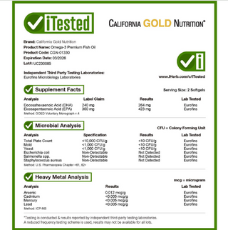 California Gold Nutrition, Omega-3, Premium Fish Oil, 240 Fish Gelatin Softgels