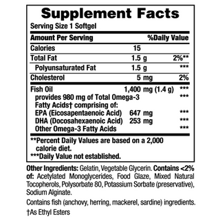Nature's Bounty Fish Oil 1400 mg, 130 Coated Softgels