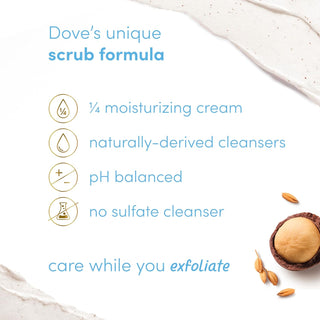 Dove Scrub Macadamia & Rice Milk Reveals Visibly Smoother Skin Body Scrub That Nourishes Skin
