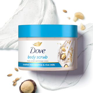 Dove Scrub Macadamia & Rice Milk Reveals Visibly Smoother Skin Body Scrub That Nourishes Skin