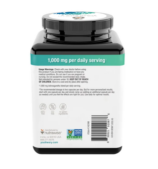 Youtheory Ashwagandha 1000 mg, 180 Vegetarian Capsules