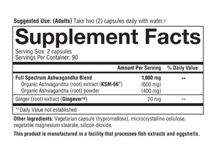 Youtheory Ashwagandha 1000 mg, 180 Vegetarian Capsules