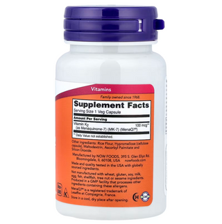 NOW Foods, MK-7 Vitamin K-2, 100 mcg, 60 Veg Capsules