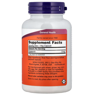 NOW Foods, Melatonin, 3 mg, 180 Veg Capsules