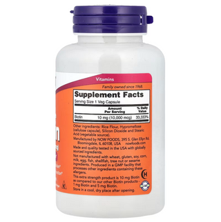 NOW Foods, Extra Strength Biotin, 10 mg (10,000 mcg), 120 Veg Capsules