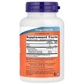 NOW Foods, Omega-3 Fish Oil, 1,000 mg, 180 EPA - 120 DHA, 100 Softgels
