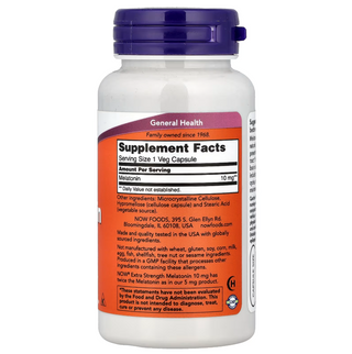 NOW Foods, Extra Strength Melatonin, 10 mg, 100 Veg Capsules