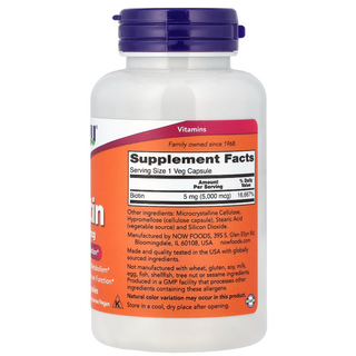 NOW Foods, Biotin, 5,000 mcg, 120 Veg Capsules