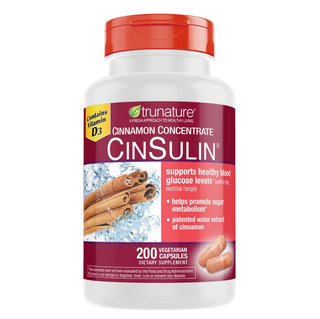 Trunature Cinnamon Concentrate Cinsulin 500mg, 200 Vegetarian Capsule