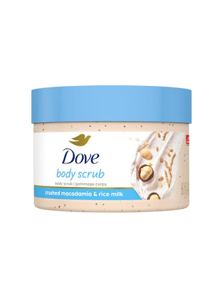 Dove Scrub Macadamia & Rice Milk Reveals Visibly Smoother Skin Body Scrub That Nourishes Skin