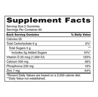 Kirkland Signature Calcium 500 mg with D3 & Zinc, 240 Adult Gummies