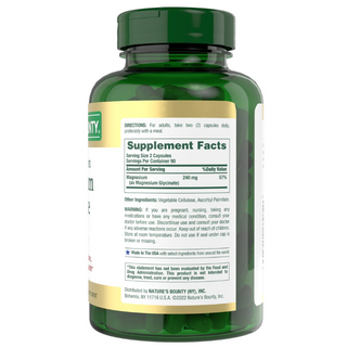 Nature's Bounty Magnesium Glycinate 240 mg, 180 Capsules