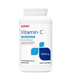 GNC, Vitamin C Timed Released 1000mg - 180 Vegetarian Caplets (180 Serving)