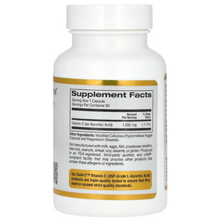 California Gold Nutrition, Gold C™, USP Grade Vitamin C, 1,000 mg, 60 Veggie Capsules