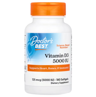 Doctor's Best, Vitamin D3, 125 mcg (5,000 IU), 180 Softgels