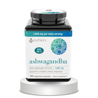 Youtheory Ashwagandha 1000 mg, 180 Vegetarian Capsules