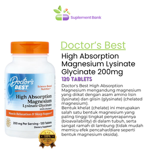 Doctor's Best, High Absorption Magnesium, 120 Tablets, (100 mg per Tablet)