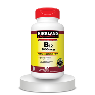 Kirkland Signature Quick Dissolve Cherry Flavor B12 5000mcg Methylcobalamin Form, 300 Tablets
