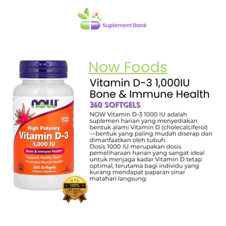 NOW Foods, Vitamin D-3, High Potency, 1,000 IU, 360 Softgels