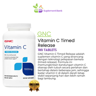 GNC, Vitamin C Timed Released 1000mg - 180 Vegetarian Caplets