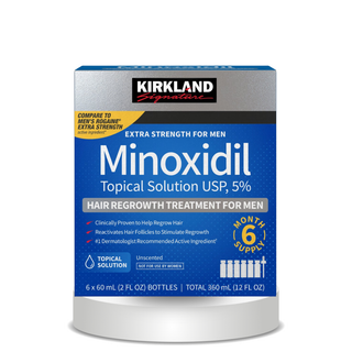 Kirkland Signature Hair Regrowth Treatment Extra Strength for Men, 5% Minoxidil Topical Solution, 2 fl oz, 6-pack