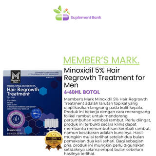 Member's Mark, Minoxidil 5%, Hair Regrowth Treatment for Men, 6-60ML Bottles