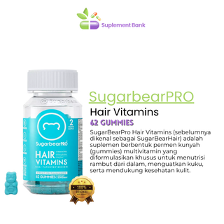 SugarbearPRO Hair Vitamin Vegan Kosher Gummy - Multivitamin + Extra Strength Biotin - 62ct