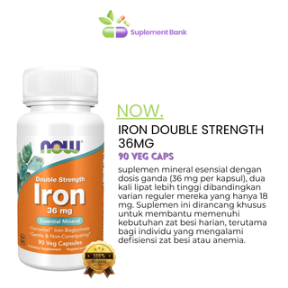 NOW Foods, Iron Double Strength 36 Mg, 90 Veg Capsules