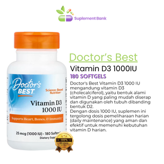 Doctor's Best, Vitamin D3, 25 mcg (1,000 IU), 180 Softgels