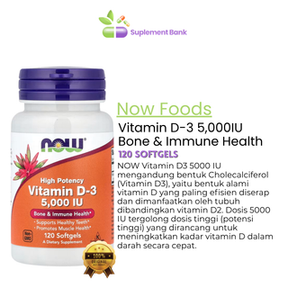 NOW Foods, Vitamin D-3, High Potency, 5,000 IU, 120 Softgels