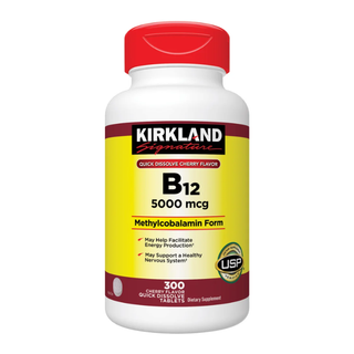 Kirkland Signature Quick Dissolve Cherry Flavor B12 5000mcg Methylcobalamin Form, 300 Tablets