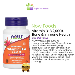 NOW Foods, Vitamin D-3, High Potency, 2,000 IU, 240 Softgels