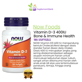 NOW Foods, Vitamin D-3, 400 IU, 180 Softgels