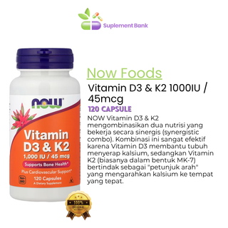 NOW Foods, Vitamin D-3 & K-2, 120 Capsules
