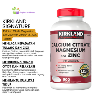Kirkland Signature Calcium Citrate, Magnesium and Zinc, 500 Tablets