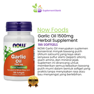 NOW Foods, Garlic Oil, 1,500 mg, 100 Softgels
