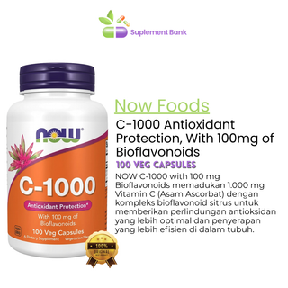 NOW Foods, Vitamin C-1000 With 100mg of Bioflavonoids, 100 Vegetable Capsule