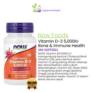 NOW Foods, Vitamin D-3, High Potency, 5,000 IU, 240 Softgels